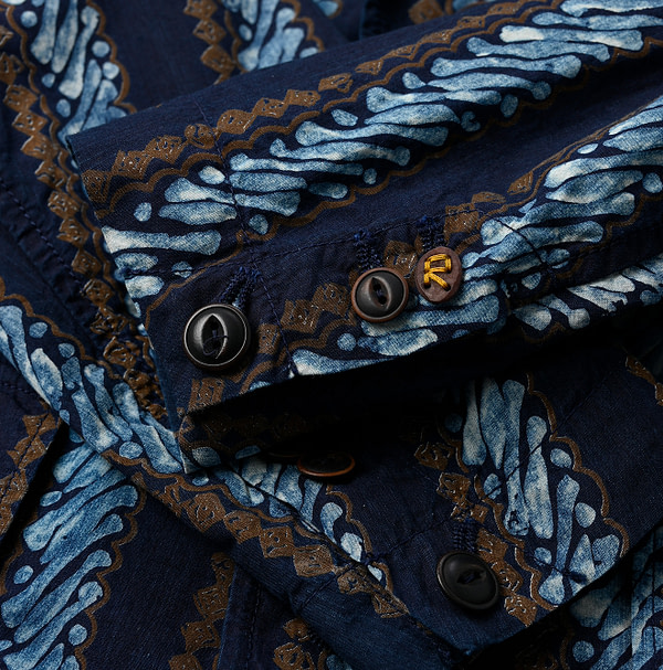 Indigo Batik Print 908 Stripe Blazer Detail