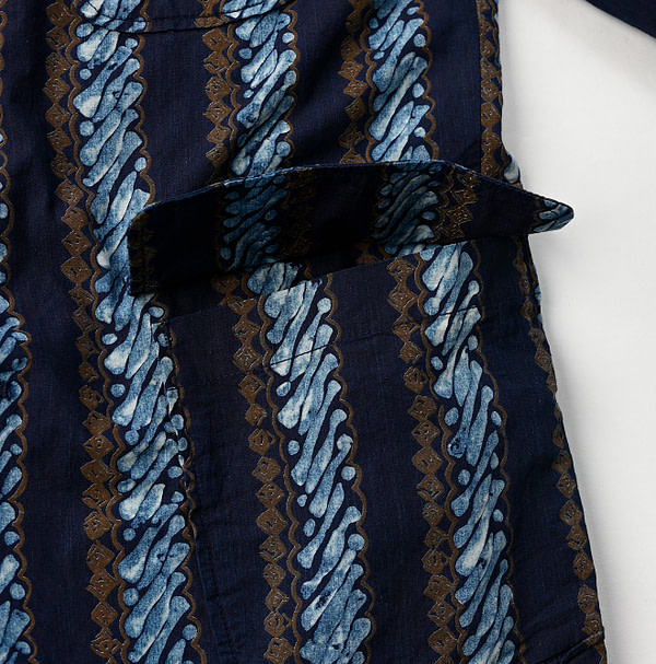 Indigo Batik Print 908 Stripe Blazer Detail