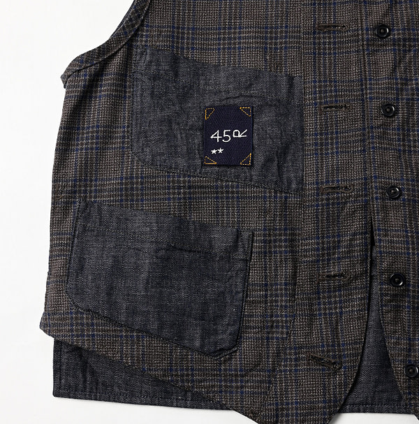 Yorimoku Cotton Tweed 908 4-pocket Vest Detail