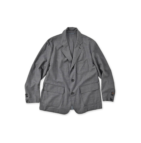 Combed Wool Blazer Gray Stripe