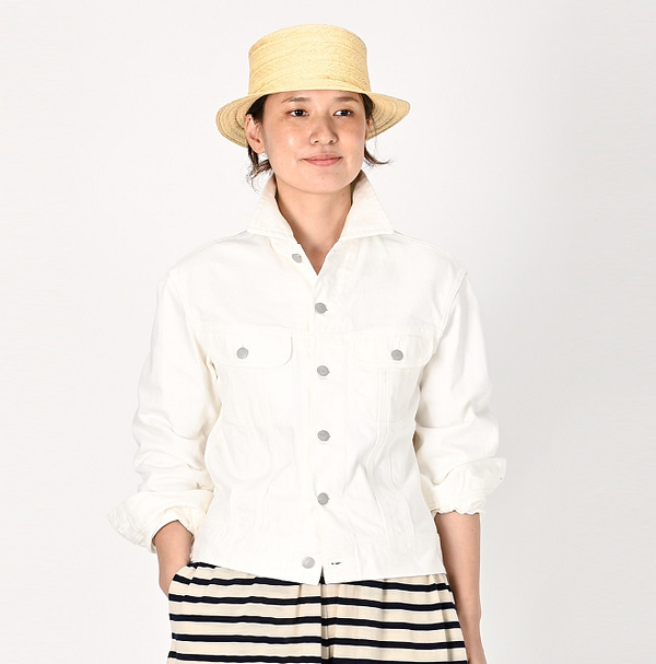 Rye Mugi Denim 908 Hikohime Jacket White Female Model