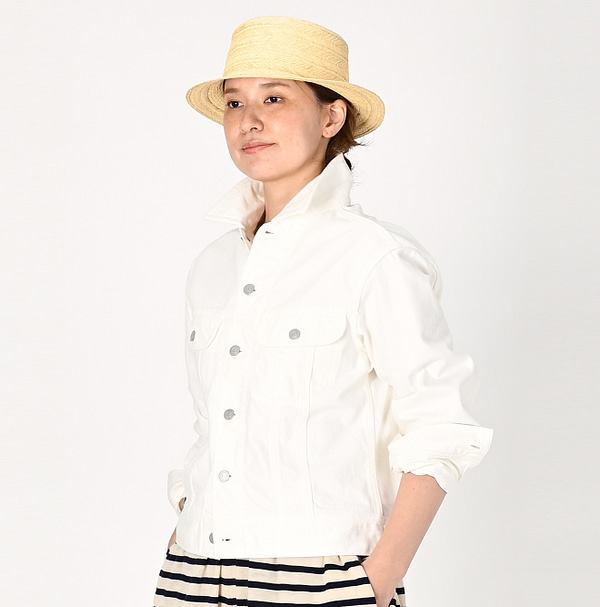 Rye Mugi Denim 908 Hikohime Jacket White Female Model