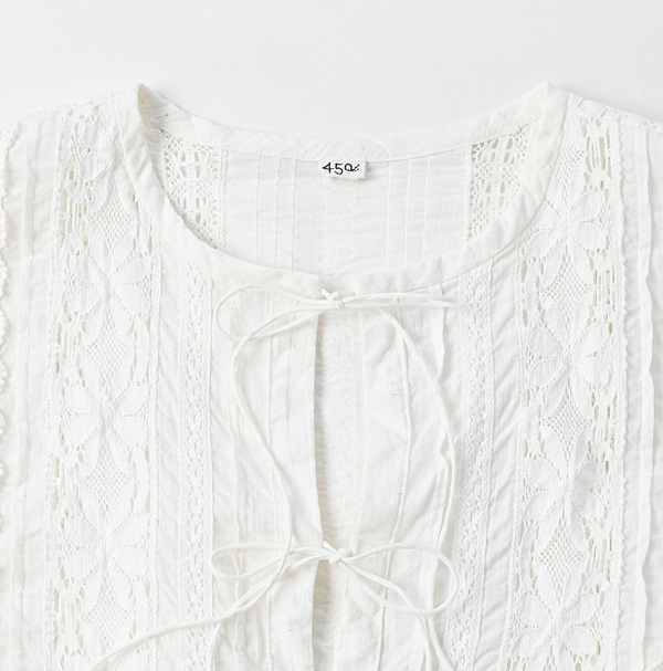 Khadi de Lace Blouse White Detail