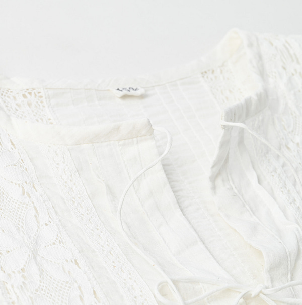 Khadi de Lace Blouse White Detail