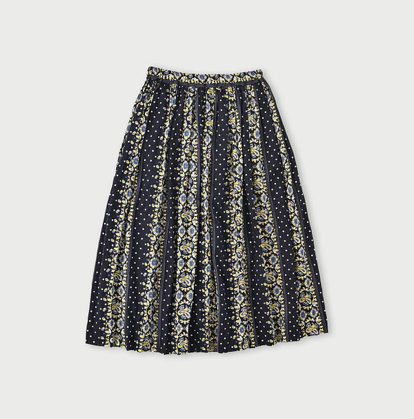 Paisley Dot Stripe Easy Gather Skirt Back