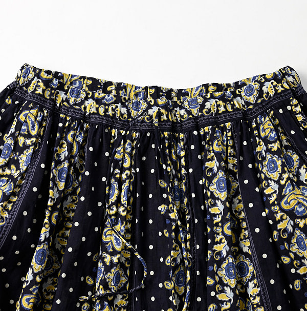 Paisley Dot Stripe Easy Gather Skirt Detail