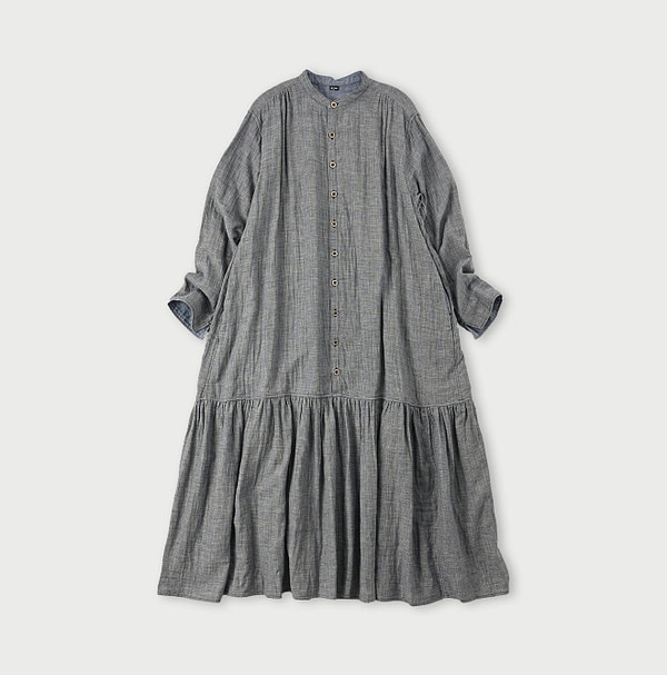 Indigo Fuwafuwa Double Woven Dress Glen Check