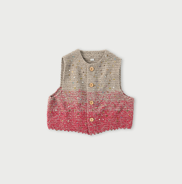 Tamatebako Crochet Beads Embroidery Vest Pink