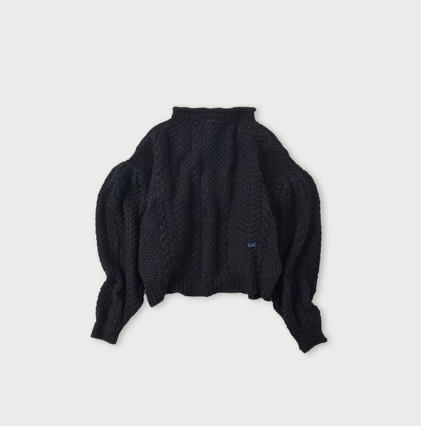 Indigo Nordic x Aran Puff Sweater Back