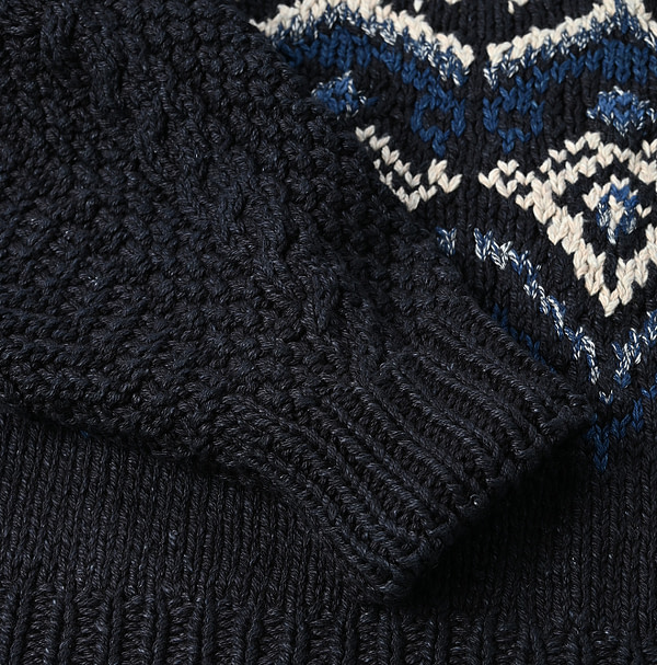 Indigo Nordic x Aran Puff Sweater Detail