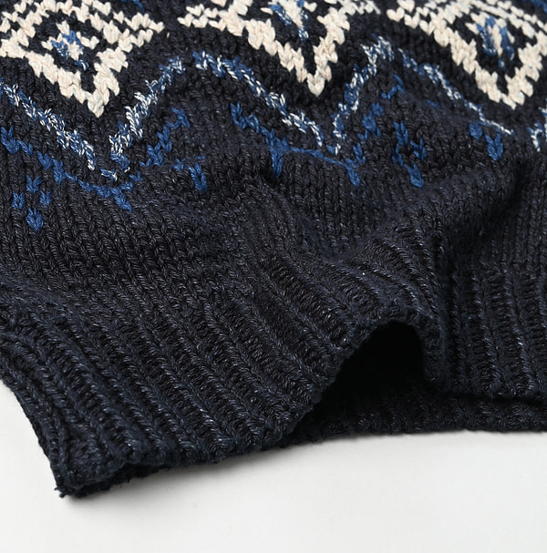 Indigo Nordic x Aran Puff Sweater Detail