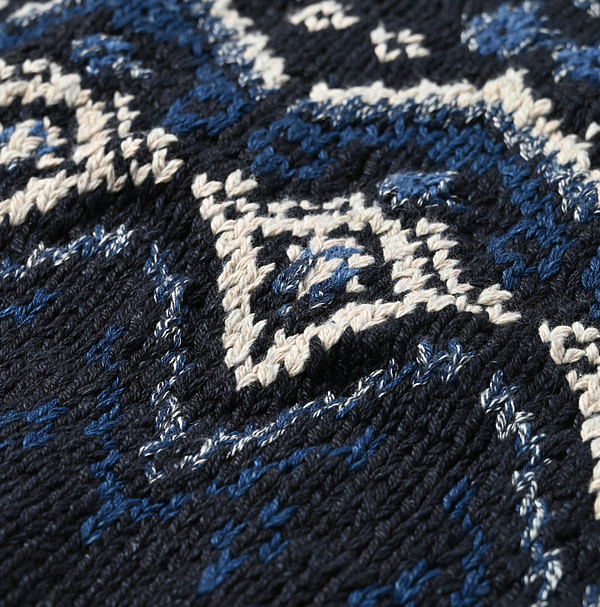 Indigo Nordic x Aran Puff Sweater Detail