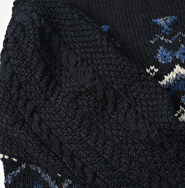 Indigo Nordic x Aran Puff Sweater Detail