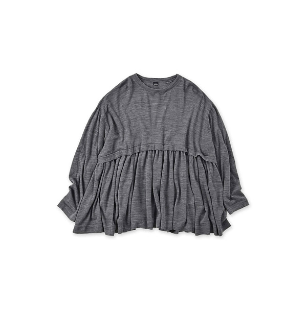 Combed Wool Tenjiku Tiered Tunic Gray