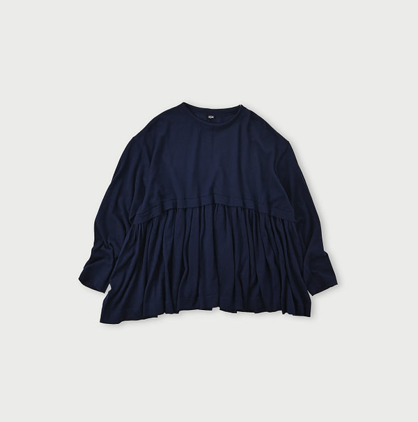 Combed Wool Tenjiku Tiered Tunic Navy