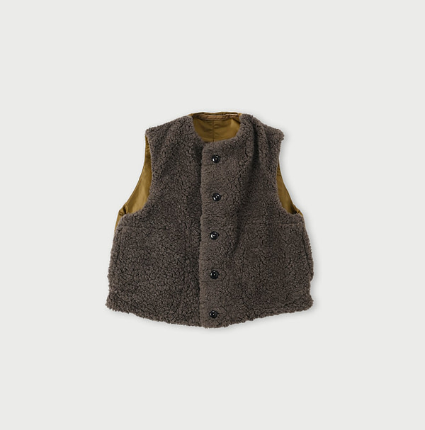 Wool Boa x Nylon Vest Gray