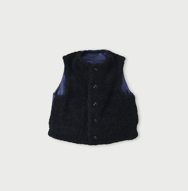 Wool Boa x Nylon Vest Black