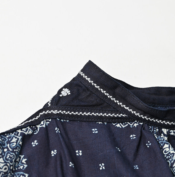 Indigo Bandana Mix Print Smock Dress Detail