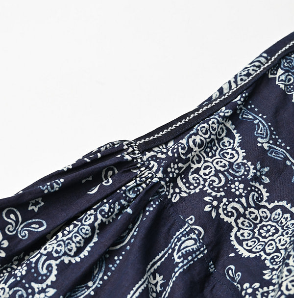 Indigo Bandana Mix Print Smock Dress Detail