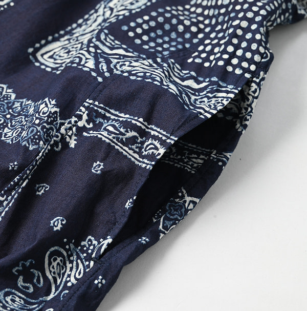 Indigo Bandana Mix Print Smock Dress Detail