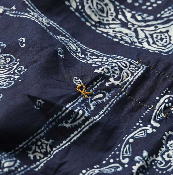 Indigo Bandana Mix Print Smock Dress Detail