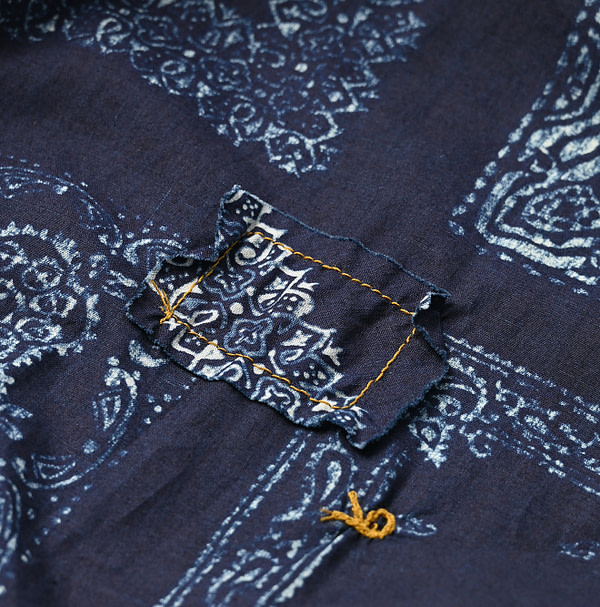 Indigo Bandana Mix Print Smock Dress Detail