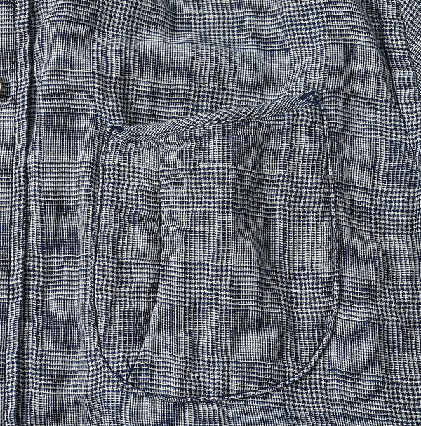 Indigo Fuwafuwa Double Woven 908 Loafer Button Down Shirt Detail