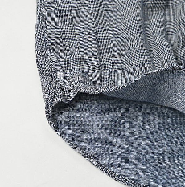 Indigo Fuwafuwa Double Woven 908 Loafer Button Down Shirt Detail