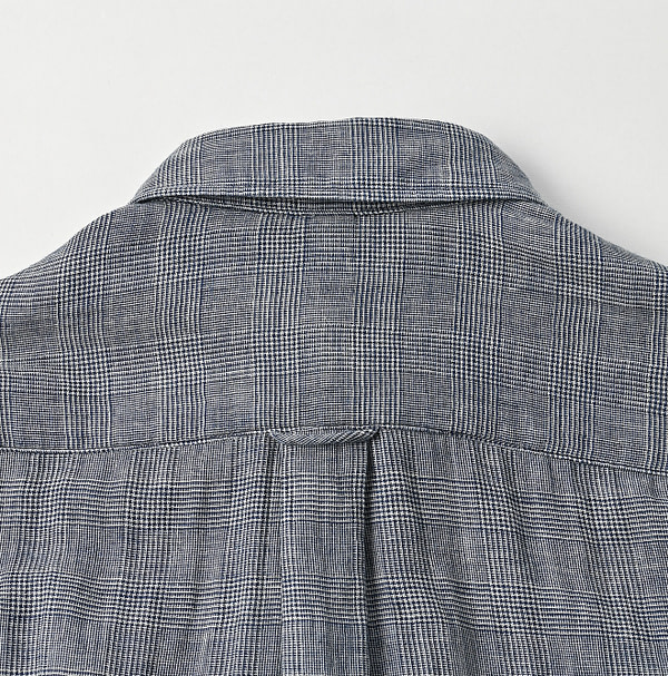 Indigo Fuwafuwa Double Woven 908 Loafer Button Down Shirt Detail