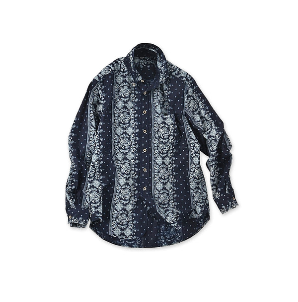 Indigo Paisley Dot Stripe Print 908 Loafer Shirt