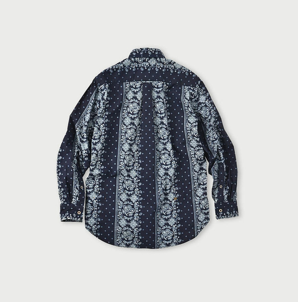 Indigo Paisley Dot Stripe Print 908 Loafer Shirt Back