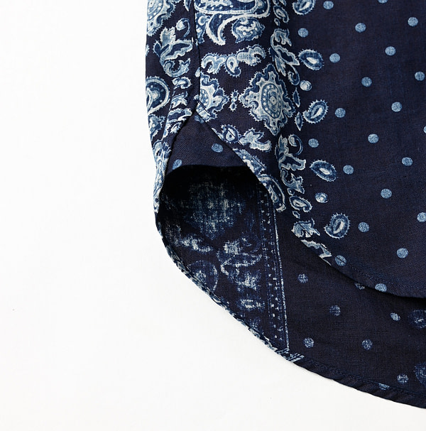 Indigo Paisley Dot Stripe Print 908 Loafer Shirt Detail