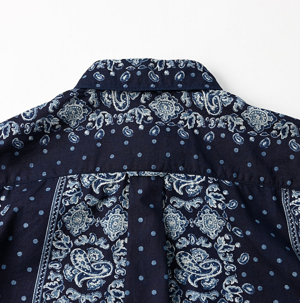 Indigo Paisley Dot Stripe Print 908 Loafer Shirt Detail