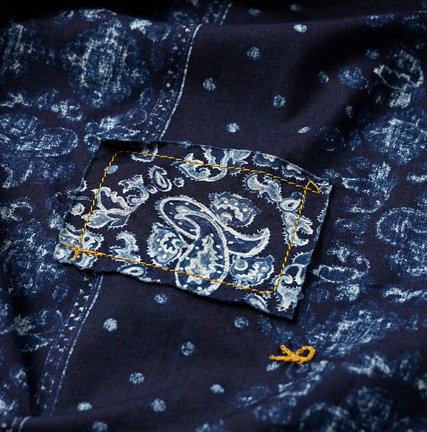 Indigo Paisley Dot Stripe Print 908 Loafer Shirt Detail