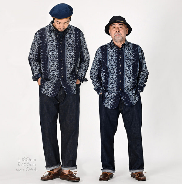 Indigo Paisley Dot Stripe Print 908 Loafer Shirt Male Models