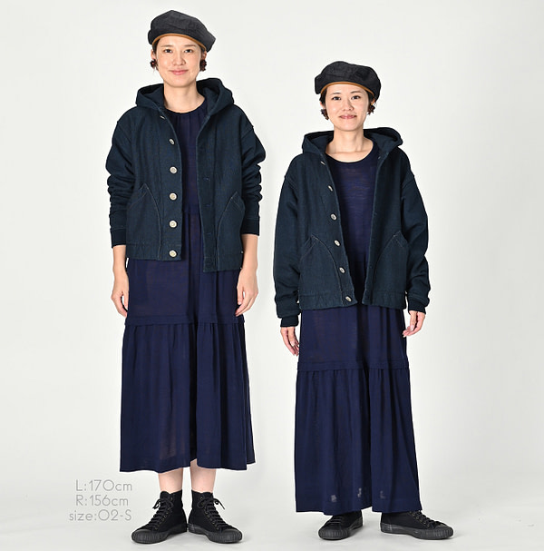 Indigo Hokkaido Hon Urake Outer Hoodie Nou Female Models