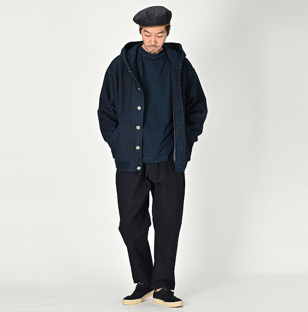 Indigo Hokkaido Hon Urake Outer Hoodie Nou Male Model