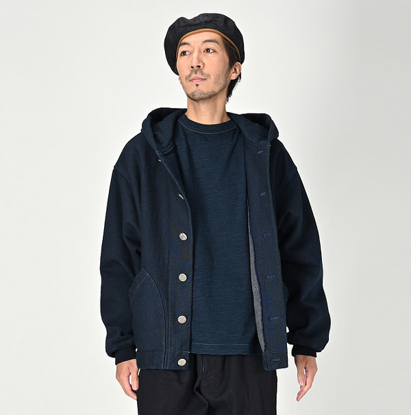 Indigo Hokkaido Hon Urake Outer Hoodie Nou Male Model