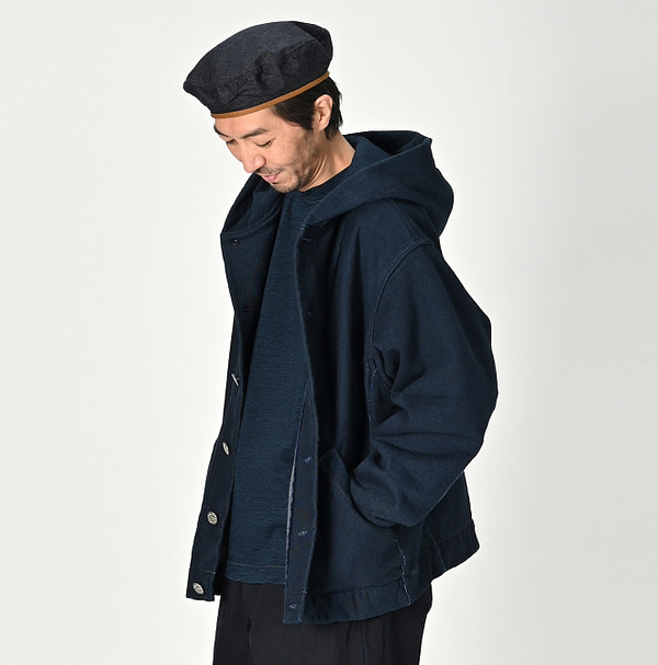 Indigo Hokkaido Hon Urake Outer Hoodie Nou Male Model