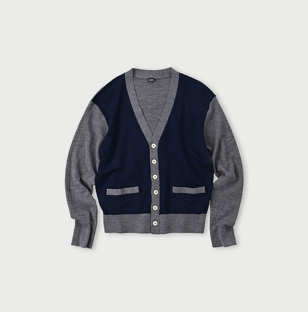 Combed Wool 908 Rib Cleric Cardigan Navy Base