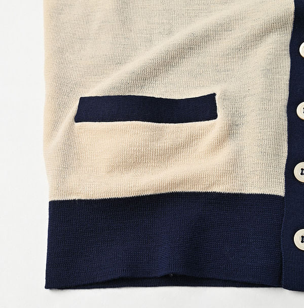 Combed Wool 908 Rib Cleric Cardigan Detail