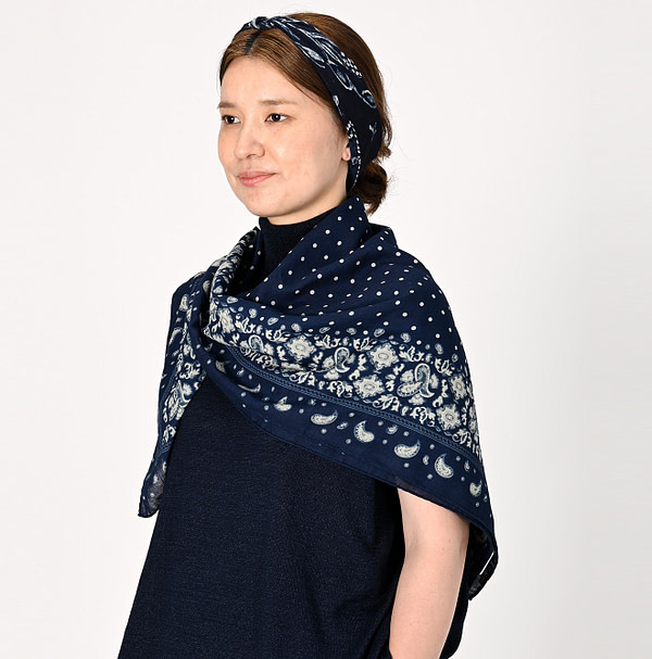 Indigo Aya Paisley Dot Furoshiki Female Model