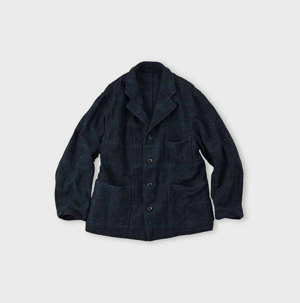 Indigo Cotton Tweed Work Jacket