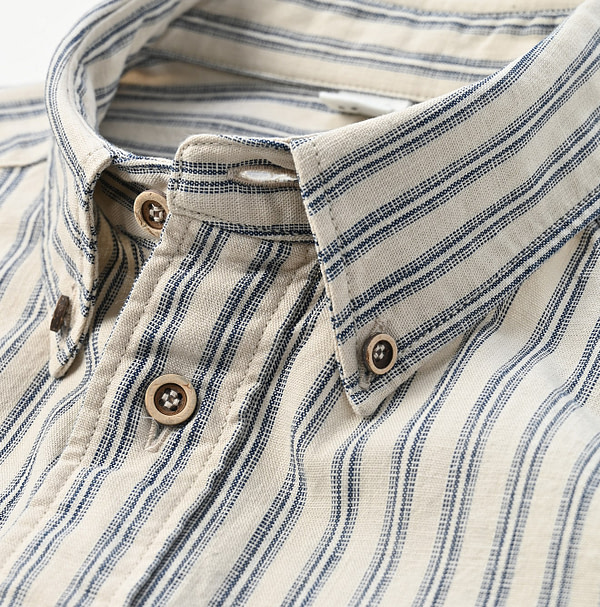 Dungaree Stripe 908 Loafer Button Down Shirt Detail