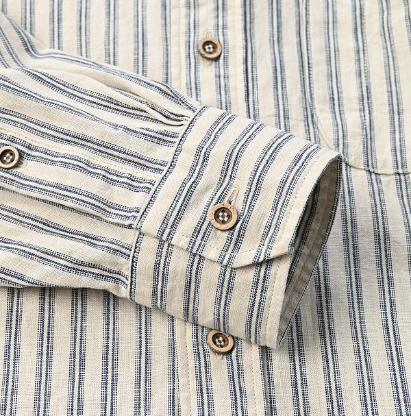 Dungaree Stripe 908 Loafer Button Down Shirt Detail