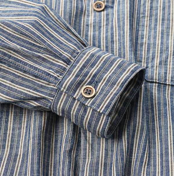 Dungaree Stripe 908 Grandpa Pull Shirt Detail