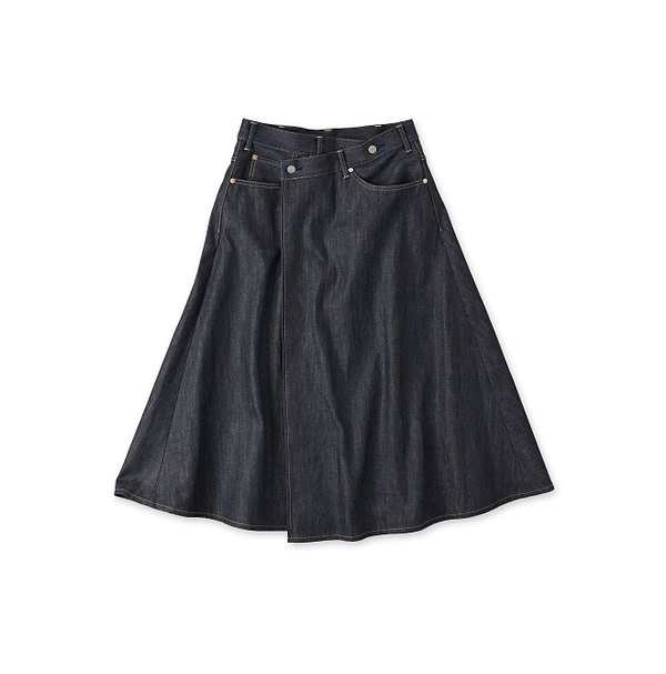 Rye Mugi Denim Crossover Skirt Itchora Indigo R66