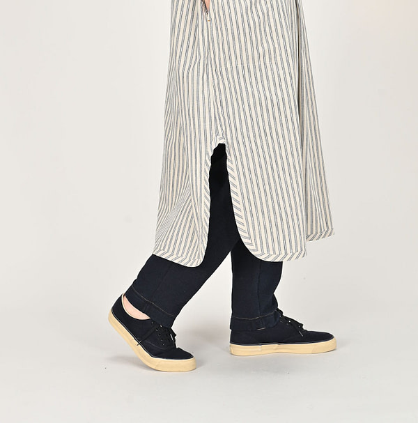 Dungaree Stripe Pajama Dress Female Model