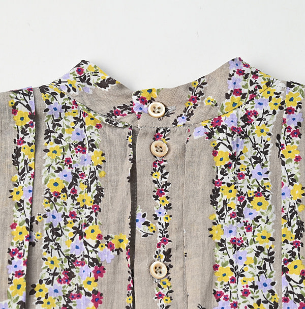 Indian Khadi Soapworts Flower Print Blouse Detail