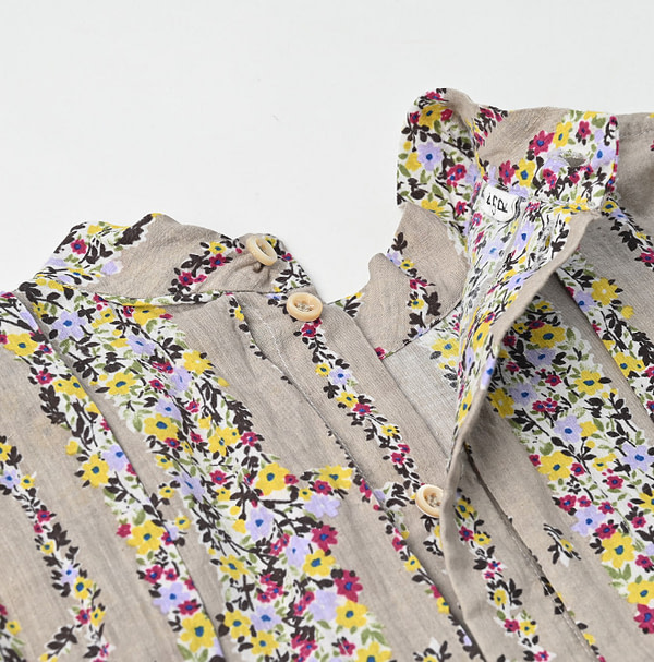 Indian Khadi Soapworts Flower Print Blouse Detail